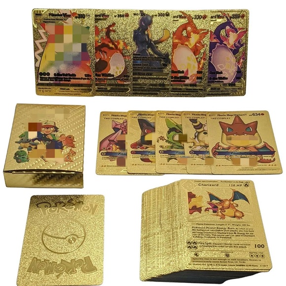 165 Pokemon Gold Foil Cards PACK CARDS TCG GX Vmax GX Card Charizard Rare New - Picture 2 of 16
